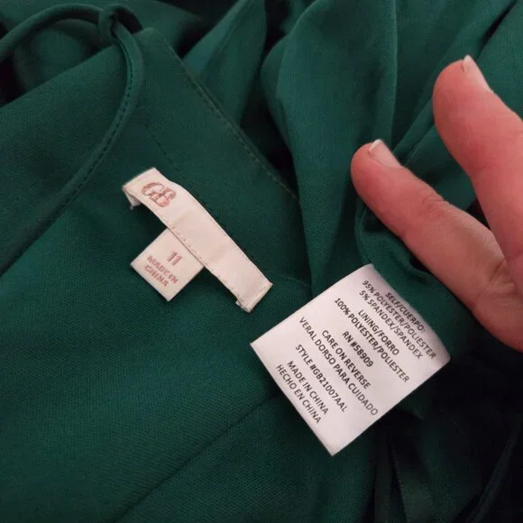 11 (fits ~8-10) GB (Gianni Bini) Emerald Green Satin Bustier Split Thigh Gown - Picture 6 of 12